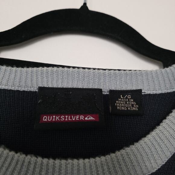 Vintage 90s Y2K Quicksilver Crewneck Sweater Mens L Jumper Surf Skate Slv Stripe - Picture 7 of 10